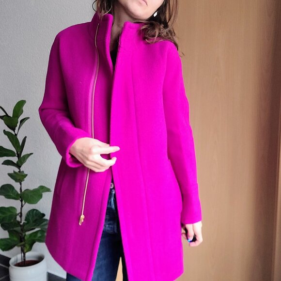 J. Crew Factory Wool Blend Plum Purple City Coat Size 00 Petite Style No. AB946 - Picture 14 of 16